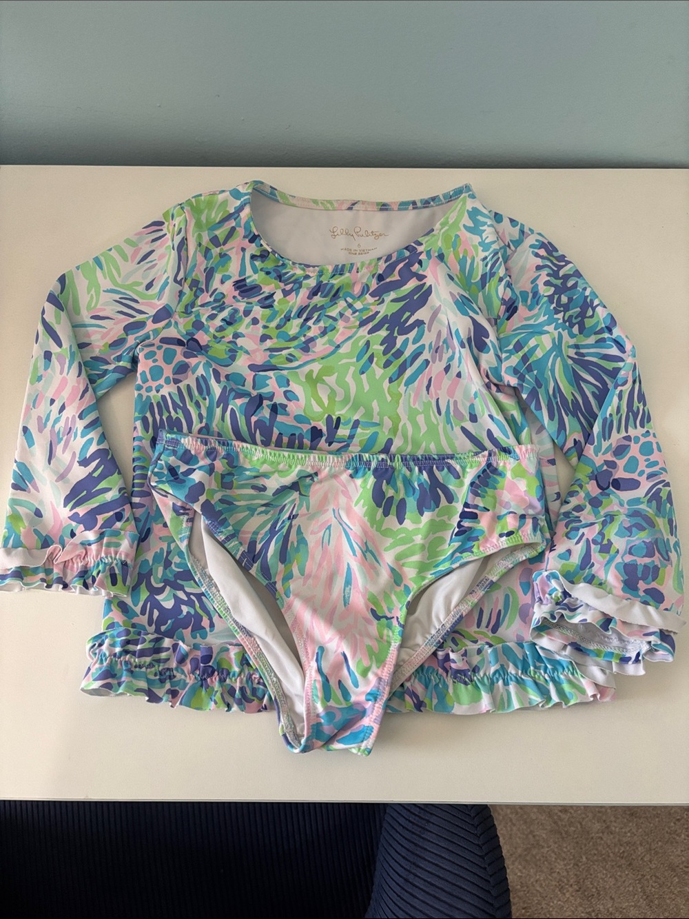 Lilly Pulitzer 
Girls long sleeve swimsuit
